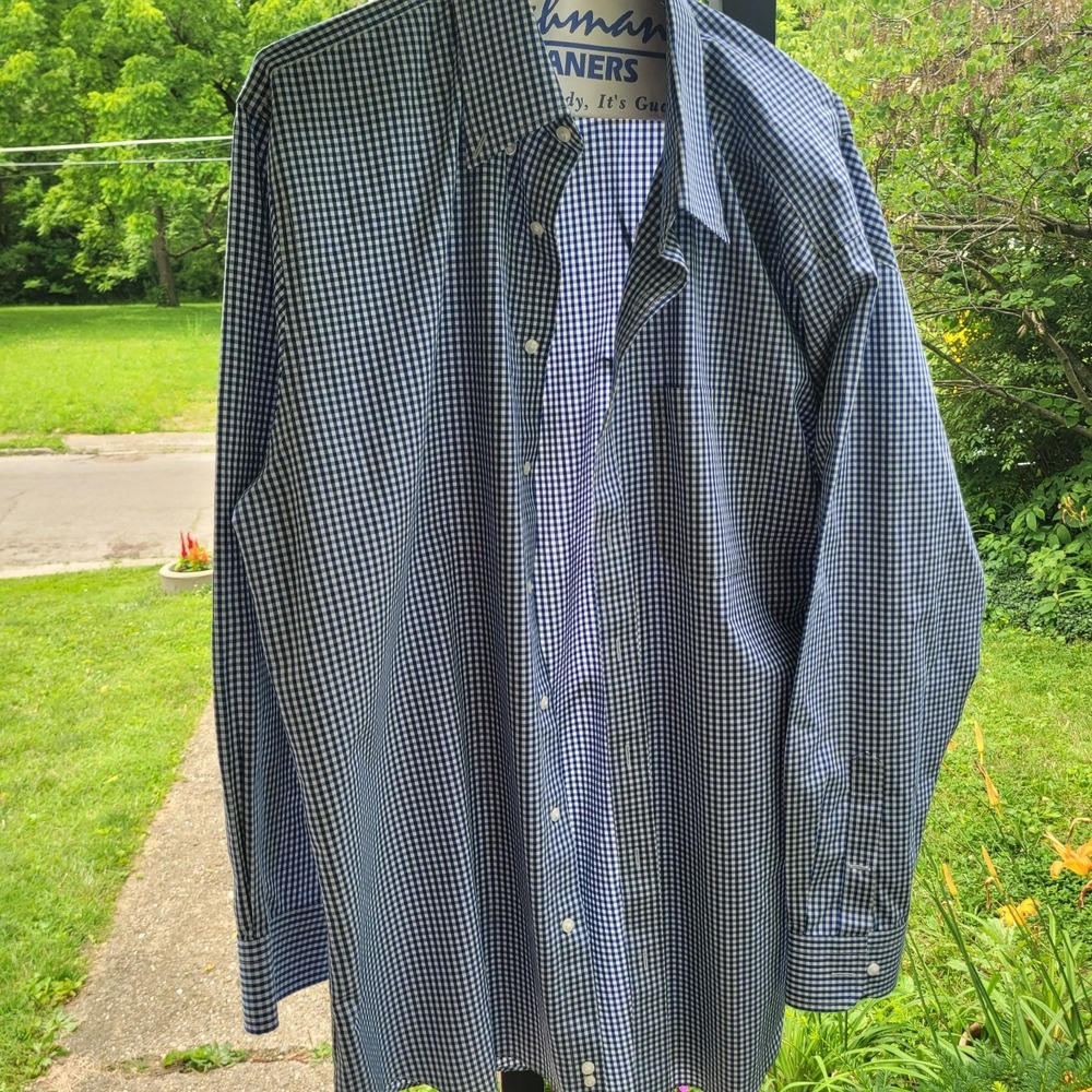 Nordstrom Men's Dress Shirt White With Blue Stripes 17/34